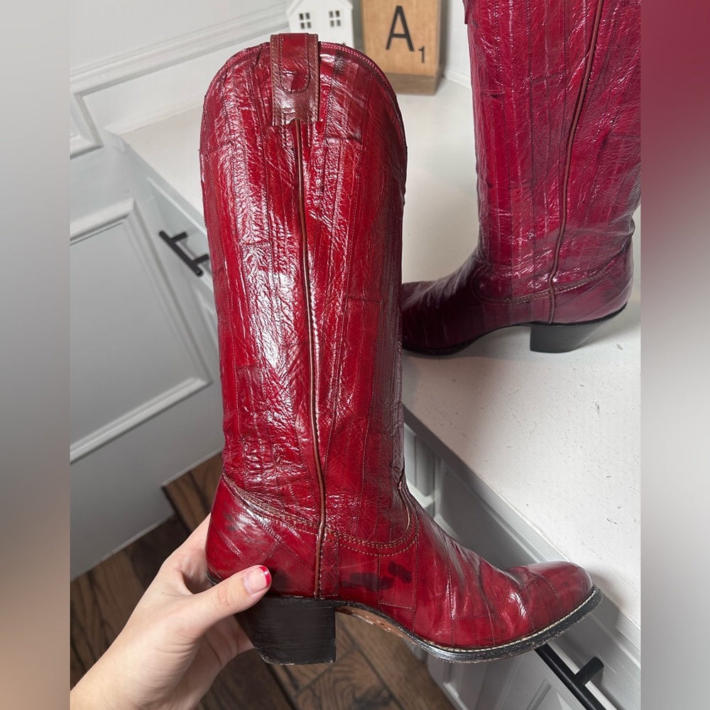 **SOLD**Vintage Montana Eel Skin Cowboy Boots Women’s 5 Exotic Leather Western - Picture 10 of 10